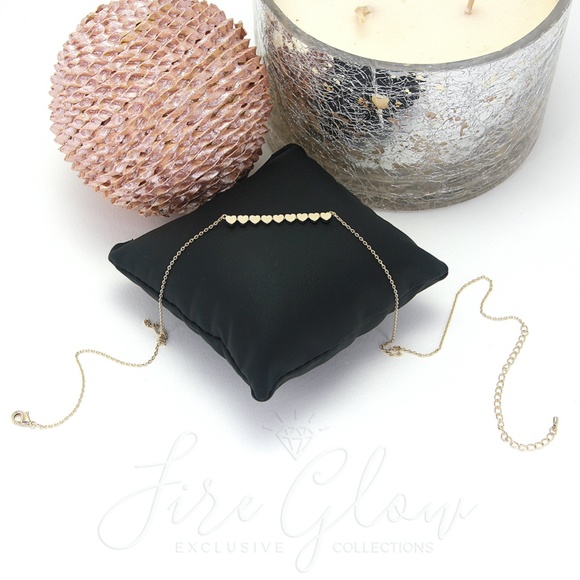 9 Hearts Gold Tone Bar Pendant Necklace - Picture 4 of 7